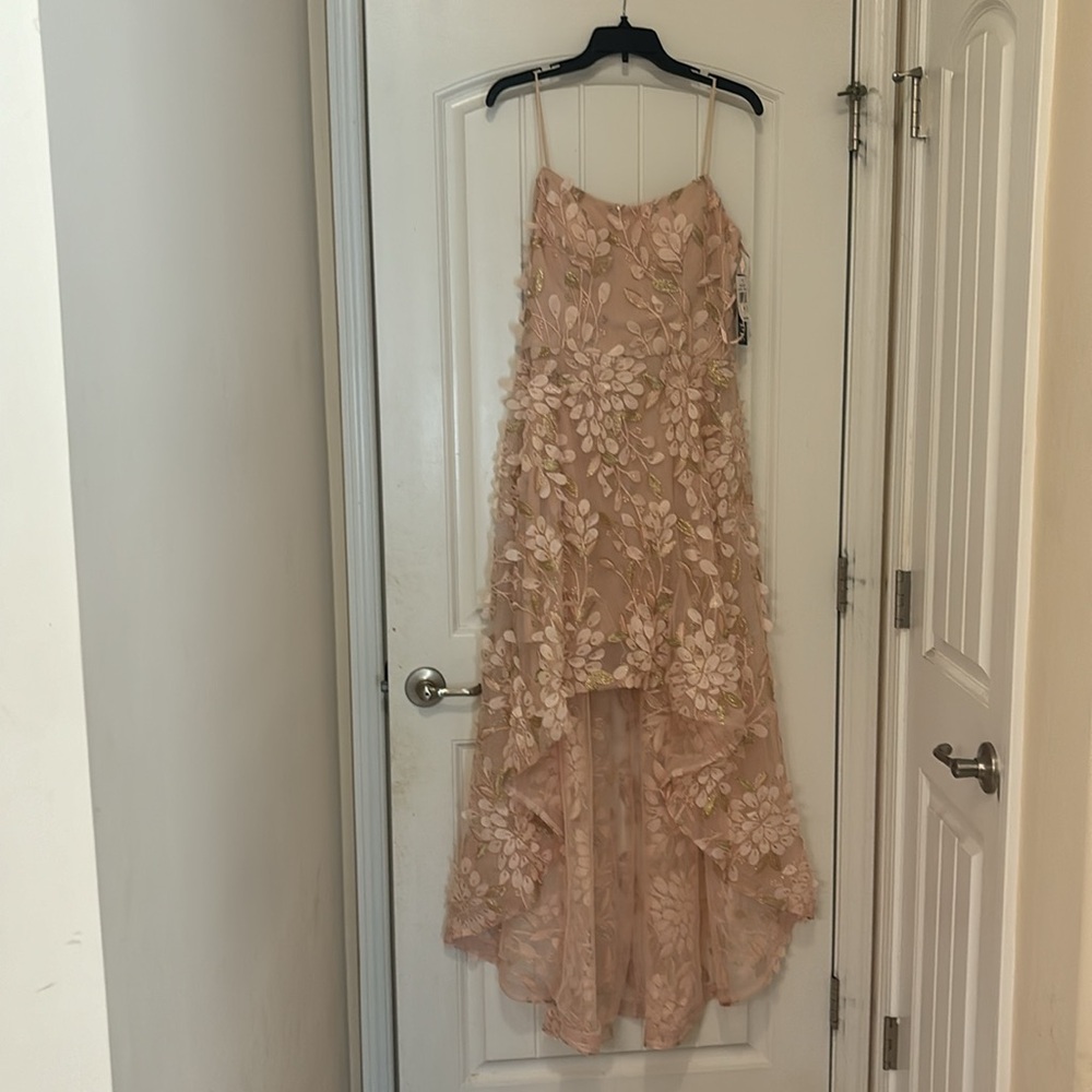 Xscape Womens Floral Metallic Evening Dress Pink 14 - Picture 4 of 11